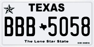 TX license plate BBB5058