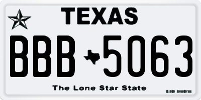 TX license plate BBB5063