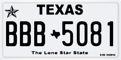 TX license plate BBB5081