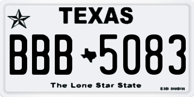 TX license plate BBB5083