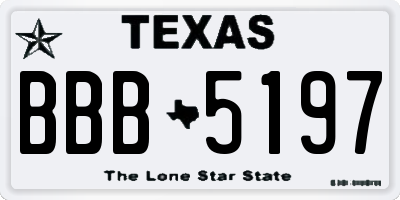 TX license plate BBB5197