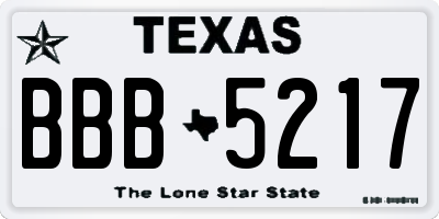 TX license plate BBB5217