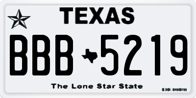 TX license plate BBB5219