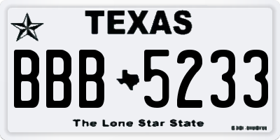 TX license plate BBB5233