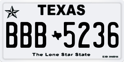TX license plate BBB5236