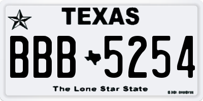 TX license plate BBB5254