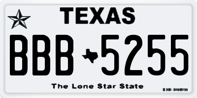 TX license plate BBB5255