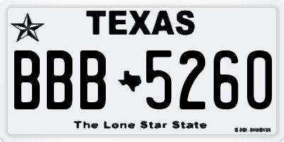 TX license plate BBB5260