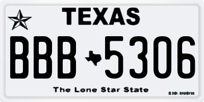 TX license plate BBB5306