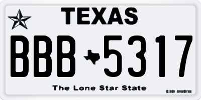 TX license plate BBB5317