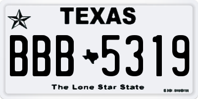 TX license plate BBB5319