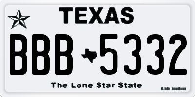 TX license plate BBB5332