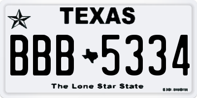 TX license plate BBB5334