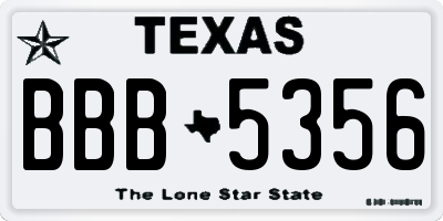TX license plate BBB5356