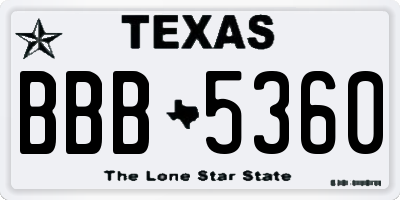 TX license plate BBB5360