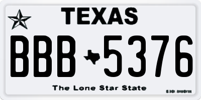 TX license plate BBB5376