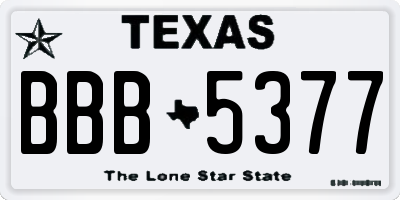TX license plate BBB5377