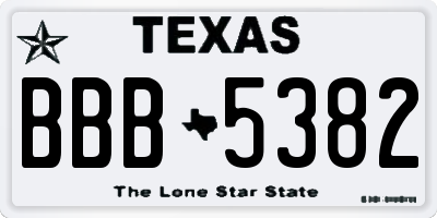 TX license plate BBB5382