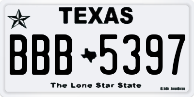TX license plate BBB5397