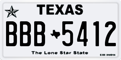 TX license plate BBB5412