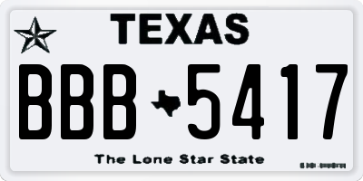 TX license plate BBB5417