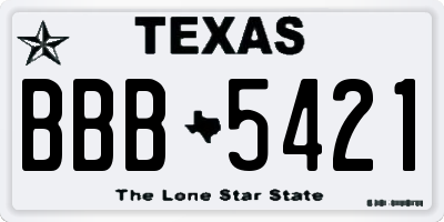TX license plate BBB5421