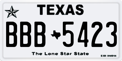 TX license plate BBB5423
