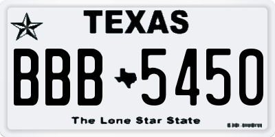 TX license plate BBB5450