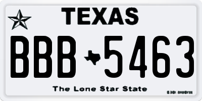 TX license plate BBB5463