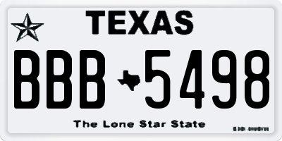 TX license plate BBB5498