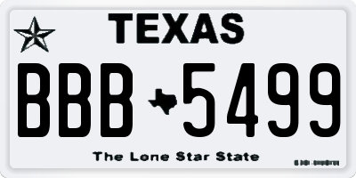 TX license plate BBB5499