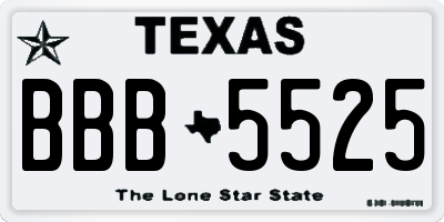 TX license plate BBB5525