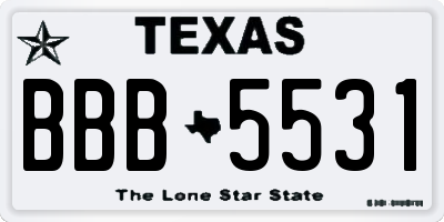 TX license plate BBB5531