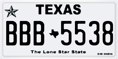TX license plate BBB5538