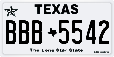 TX license plate BBB5542