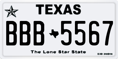 TX license plate BBB5567