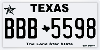 TX license plate BBB5598