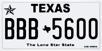 TX license plate BBB5600