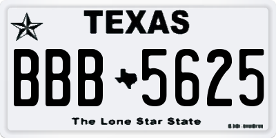 TX license plate BBB5625
