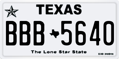 TX license plate BBB5640
