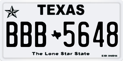 TX license plate BBB5648