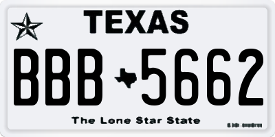 TX license plate BBB5662