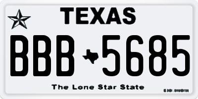 TX license plate BBB5685