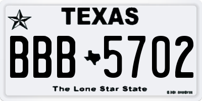 TX license plate BBB5702