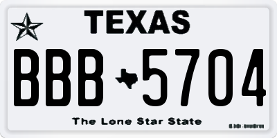 TX license plate BBB5704