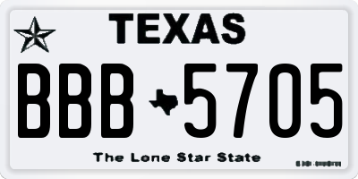 TX license plate BBB5705