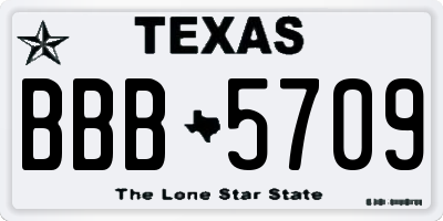 TX license plate BBB5709