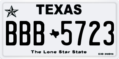 TX license plate BBB5723