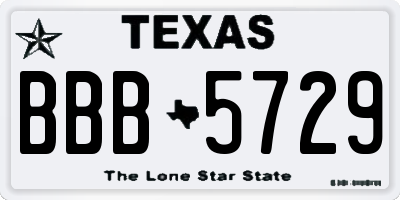 TX license plate BBB5729