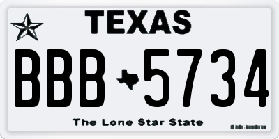 TX license plate BBB5734